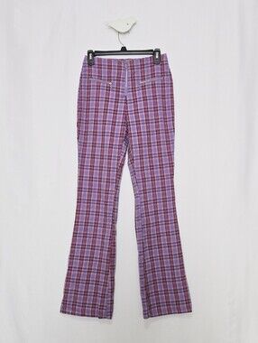 SO Purple Plaid Flare Pants - Tartan Plaid - Retro - 90s Grunge - Punk Goth